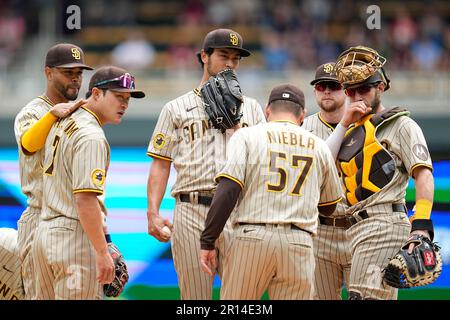 San Diego Padres pitching coach Ruben Niebla walks back to the dugout  during a baseball game against the Pittsburgh Pirates Tuesday, July 25,  2023, in San Diego. (AP Photo/Derrick Tuskan Stock Photo 