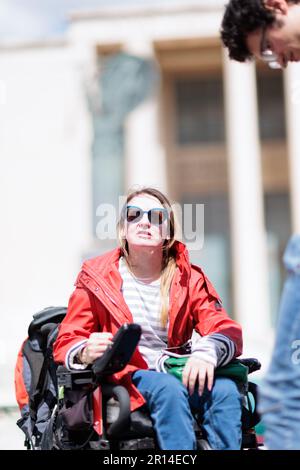 Unity in Protest: Students of Sapienza University in Rome share a moment of camaraderie in their encampment during a protest against rising rental. Stock Photo