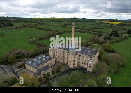 Bliss Tweed Mill Chipping Norton Cotswolds UK drone aerial view Stock Photo