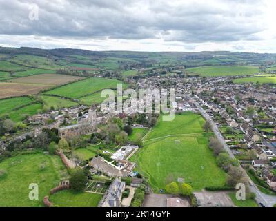 Winchcombe  market town Gloucestershire,UK  aerial view in spring Stock Photo