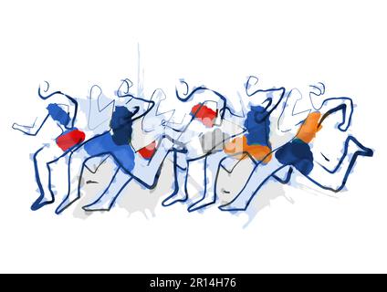 Running Race, Line Art Stylized. Stock Vector - Illustration of isolated,  match: 244843653