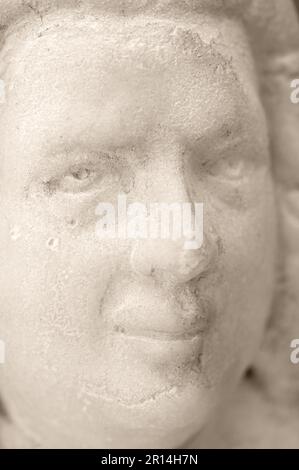 Marble model of head of composer Johann Sebastian Bach Stock Photo