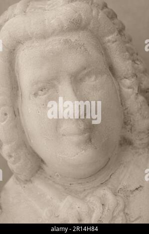 Marble model of head of composer Johann Sebastian Bach Stock Photo