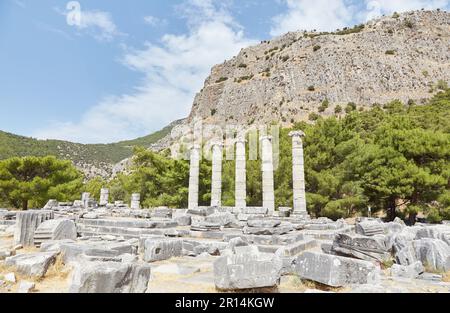 The Ancient Ionian Ruins of Priene in Aydin Province, Turkey Stock Photo