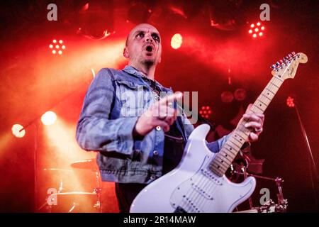 Oslo, Norway. 09th, April 2023. The Norwegian rock and metal band Slegest performs a live concert at Rockefeller during the Norwegian metal festival Inferno Metal Festival 2023 in Oslo. Here vocalist and guitarist Stig Ese is seen live on stage. (Photo credit: Gonzales Photo - Terje Dokken). Stock Photo