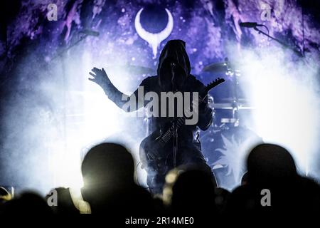 Oslo, Norway. 09th, April 2023. The American melodic black metal band UADA performs a live concert at Rockefeller during the Norwegian metal festival Inferno Metal Festival 2023 in Oslo. Here vocalist Jake Superchi is seen live on stage. (Photo credit: Gonzales Photo - Terje Dokken). Stock Photo