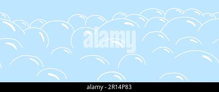 Soap bubble seamless boarder on a blue background, vector illustration Stock Vector