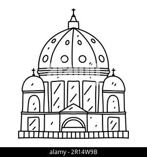 German sightseeing place doodle in hand drawn doodle style. Vector illustration isolated on white. Coloring page Stock Vector