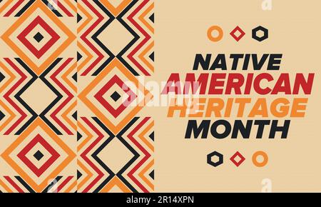 Native American Heritage Month in November. American Indian culture. Celebrate annual in United States. Tradition pattern. Poster illustration Stock Vector