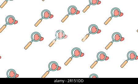 Texture seamless pattern from flat icons of loops and hearts, love items for the feast of love Valentine's Day February 14 or March 8 on a white backg Stock Vector