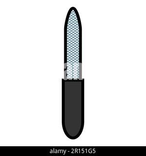 Black iron flat icon is a simple fashionable glamorous cosmic metal nail file, manicure and pedicure guidance. Vector illustration. Stock Vector