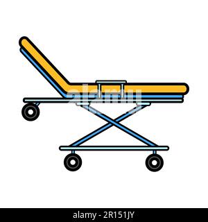 Medical resuscitation ambulance wheelchair for transportation of patients, bed with wheels in the hospital, simple icon on a white background. Vector Stock Vector