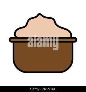 Flat icon is a simple linear glamorous cosmetics round jar with hand cream for the feet of the face and body, for moisturizing and skin care and beaut Stock Vector