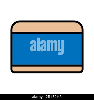 Flat beige icon is a simple linear glamorous cosmetics round jar with hand cream for the feet of the face and body, for moisturizing and skin care and Stock Vector