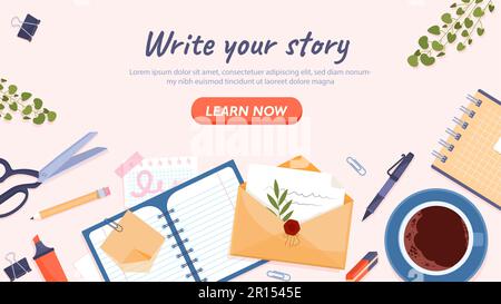 Write your story banner Stock Vector