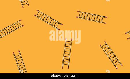 Texture, seamless abstract pattern of wooden construction stairs on a yellow, orange background. Vector illustration. Stock Vector