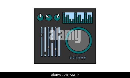 Old retro vintage music cassette tape recorder with magnetic tape on reels and speakers from the 70s, 80s, 90s. Beautiful icon. Vector illustration. Stock Vector