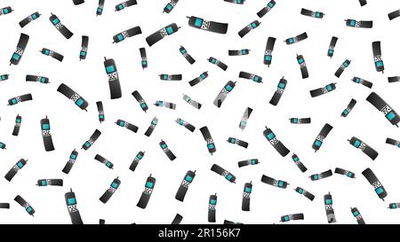 Seamless pattern of retro old hipster cell mobile phones from the 70s, 80s, 90s, 2000s on a white background. Stock Vector