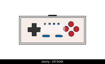 Old retro vintage hipster joystick with buttons for game video console for gamers from 70s, 80s, 90s. Beautiful white icon. Vector illustration. Stock Vector