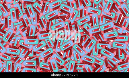 Seamless pattern of retro old hipster musical audio cassettes texture from the 70s, 80s, 90s, 2000s, background. Stock Vector
