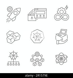 Kubernetes Development and Environment Icon Set Stock Vector