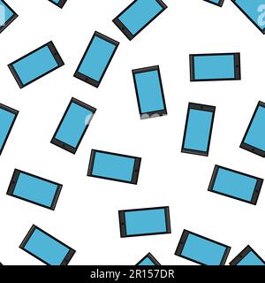 Texture seamless pattern of modern gadgets of digital mobile phones new in the flat style of the device isolated on a white background. Vector. Stock Vector