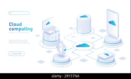 Cloud computing white banner Stock Vector