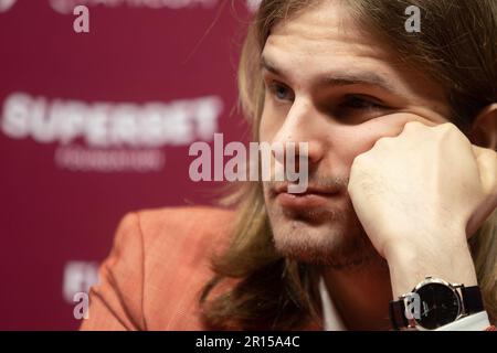 Bucharest, Romania. 6th May, 2023: Ian Nepomniachtchi, Russian chess  grandmaster, during the game against Romanian chess grandmaster Richard  Rapport (not in picture) in the first round of Superbet Chess Classic  Romania 2023