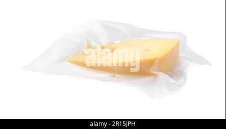 Cheese in vacuum pack isolated on white Stock Photo