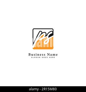 P, S, PS Initial letter handwritten and signature vector image template in square shape logo Stock Vector