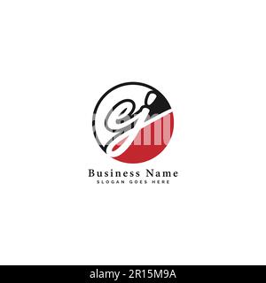 E, J, EJ Initial letter handwritten and signature vector image template in round shape logo Stock Vector