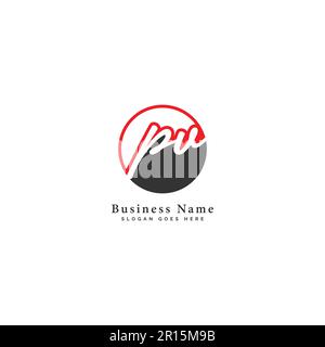 P, V, PV Initial letter handwritten and signature vector image template in round shape logo Stock Vector
