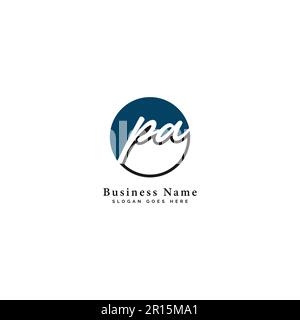 P, A, PA Initial letter handwritten and signature vector image template in round shape logo Stock Vector