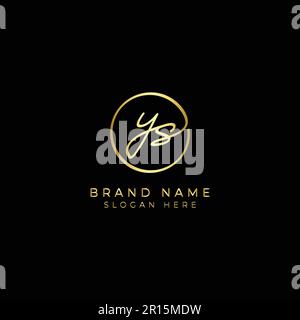 Y, S, YS Initial letter handwritten and signature vector logo. Business template in round shape line art Stock Vector