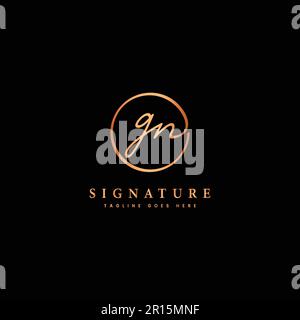 G, N, GN Initial letter handwritten and signature vector logo. Business template in round shape line art Stock Vector