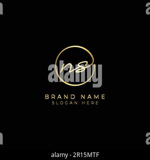 N, S, NS Initial letter handwritten and signature vector logo. Business template in round shape line art Stock Vector