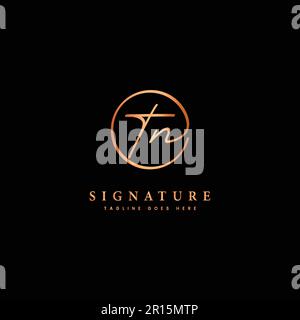 T, N, TN Initial letter handwritten and signature vector logo. Business template in round shape line art Stock Vector