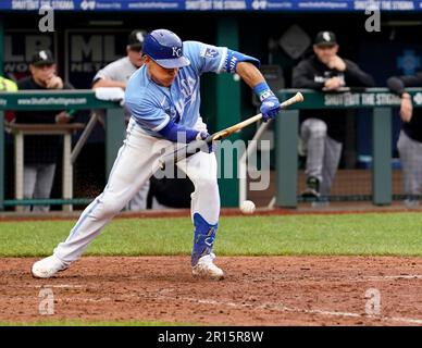 Freddy Fermin of the Kansas City Royals celebrates after his walk