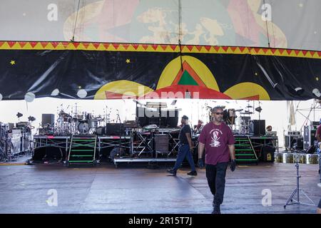 New Or Leans, United States. 30th Apr, 2023. Stage Technicians Help Prepare The Congo Square Stage For The Headlining Performer, Jill Scott. (Photo by Penny Collins/NurPhoto) Credit: NurPhoto SRL/Alamy Live News Stock Photo