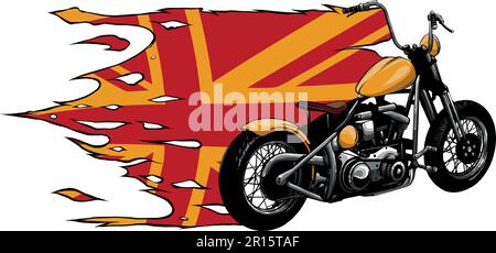 Vector illustration of color motorcycle with united kingdom Stock Vector