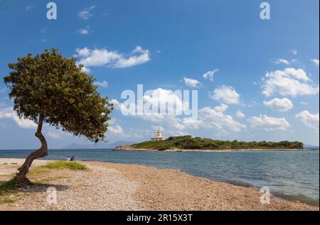 Faro Isla de Alcanada in Bahia d'Alcudia Stock Photo