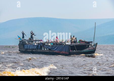 Riverboat on the Congo river, DR Congo Stock Photo