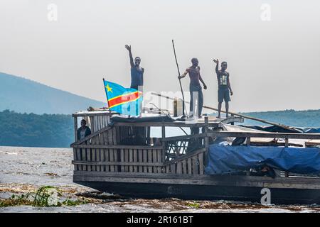 Riverboat on the Congo river, DR Congo Stock Photo