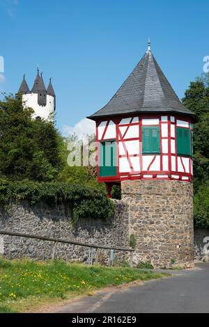 Town wall, half-timbered house, Steinheim am Main, Hanau, Hesse, Germany Stock Photo