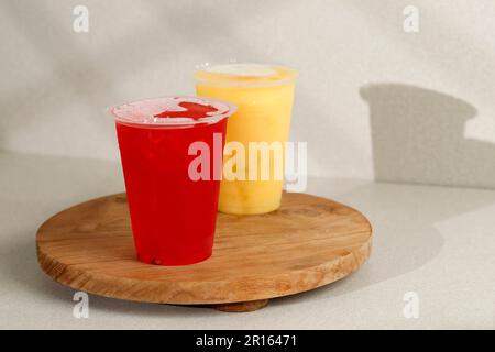 Red and Yellow Juice, Mango and Water Melon Summer Drink Stock Photo