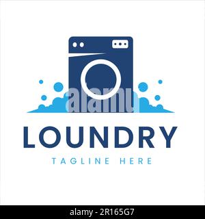 Laundry washing machine logo design, clean and housekeeping services for the laundry business, clean, fragrant, fresh Stock Vector