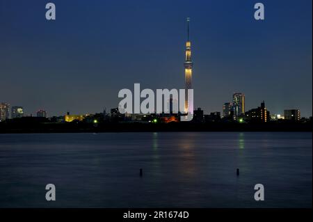 Tokyo Sky Tree and Arakawa Stock Photo