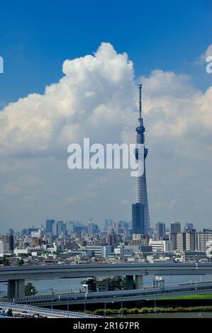 Tokyo Sky Tree and Arakawa Stock Photo