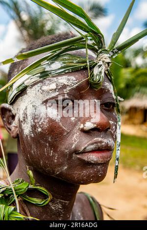Pygmy warrior, Kisangani, Congo Stock Photo
