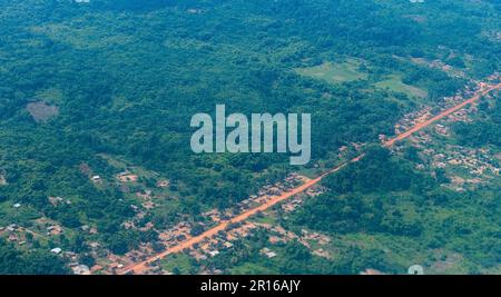 Aerial of the Congo river, Kisangani, DR Congo Stock Photo